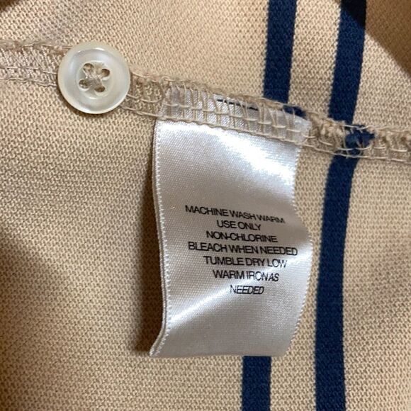 Men’s St. John’s Bay XL/XG, tan Polo Shirt Striped Pattern Relaxed - Picture 7 of 7